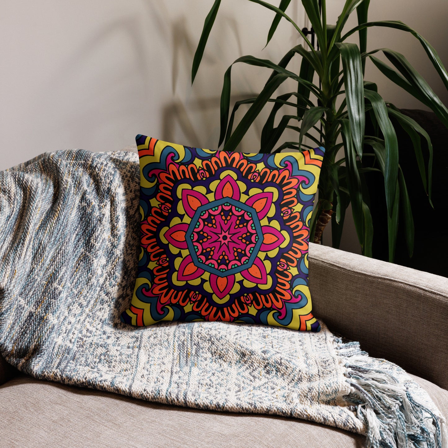 Premium Pillow Case- Boho festival mandala III