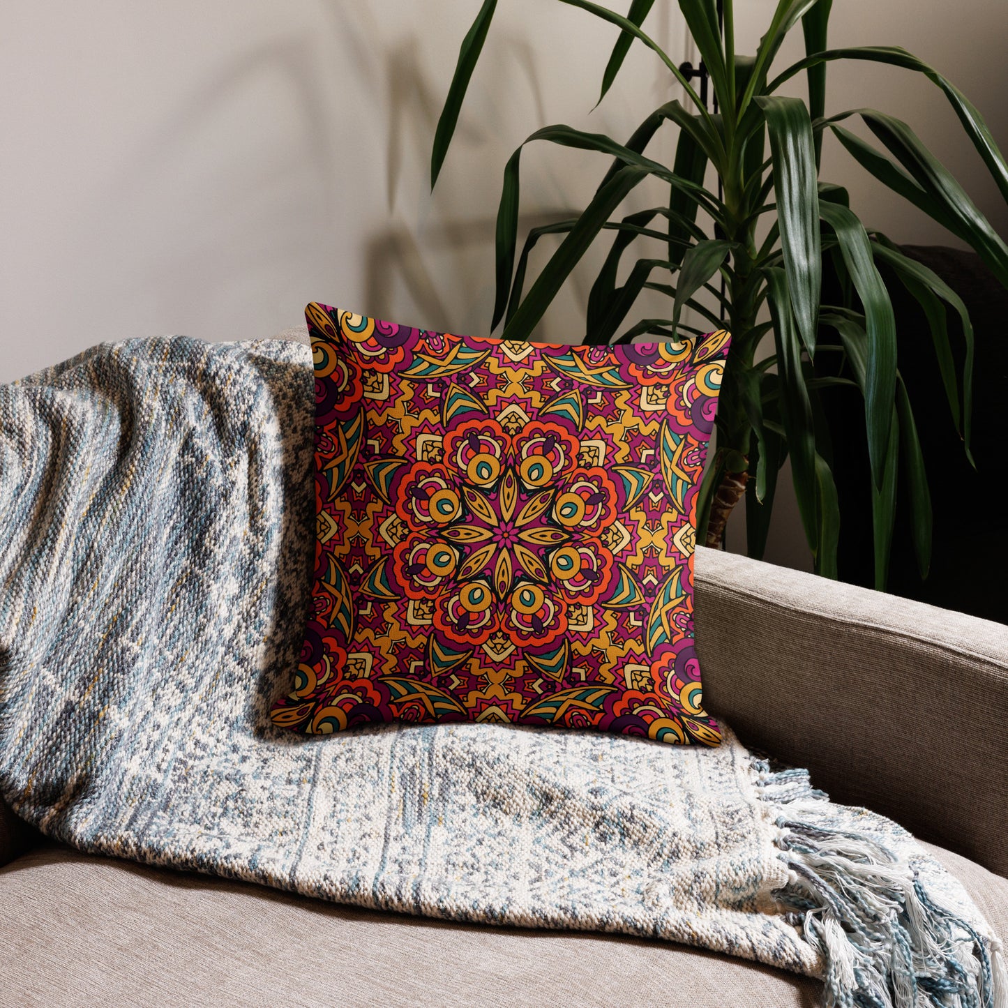 Premium Pillow Case- Boho festival mandala VIII