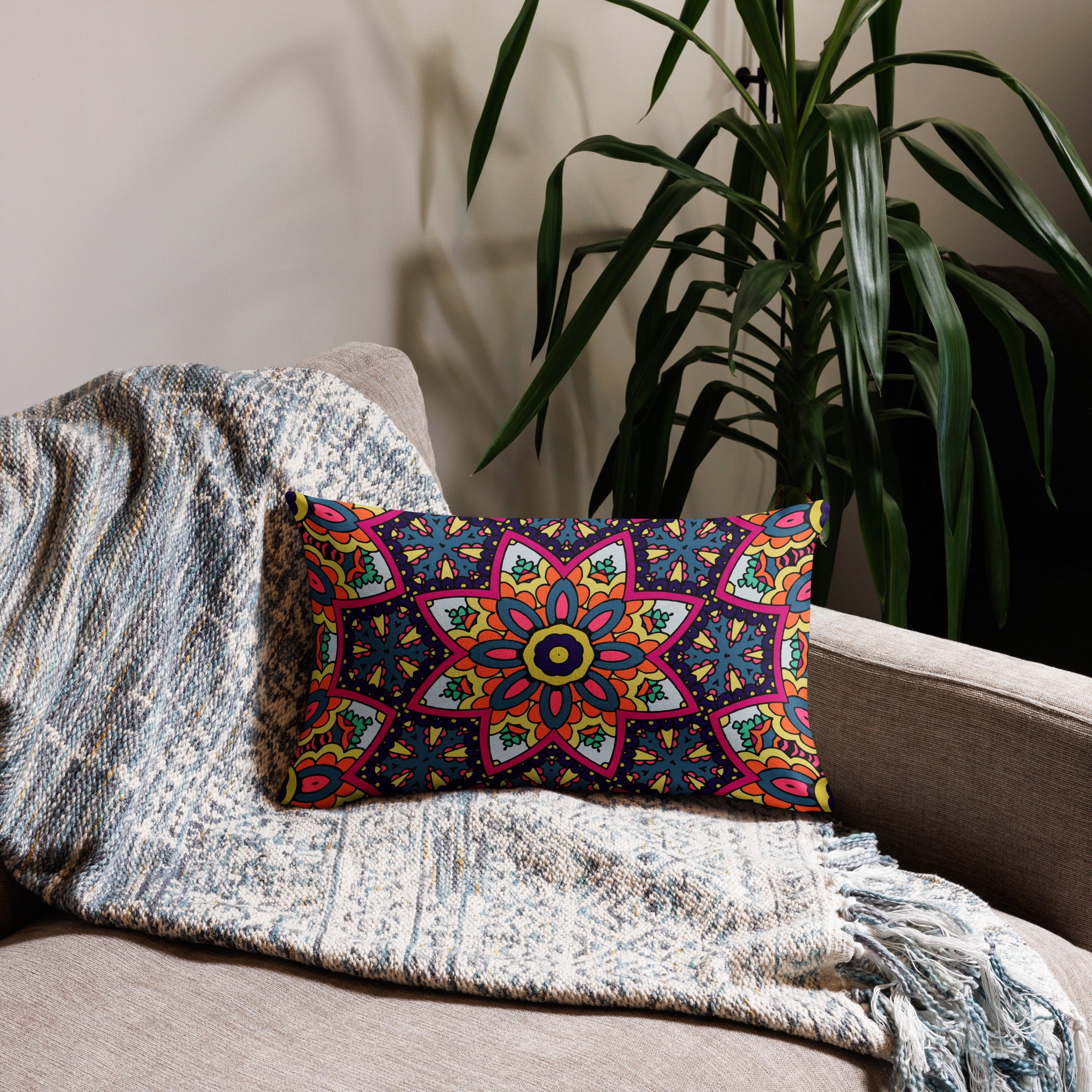 Premium Pillow Case- Boho festival mandala 02