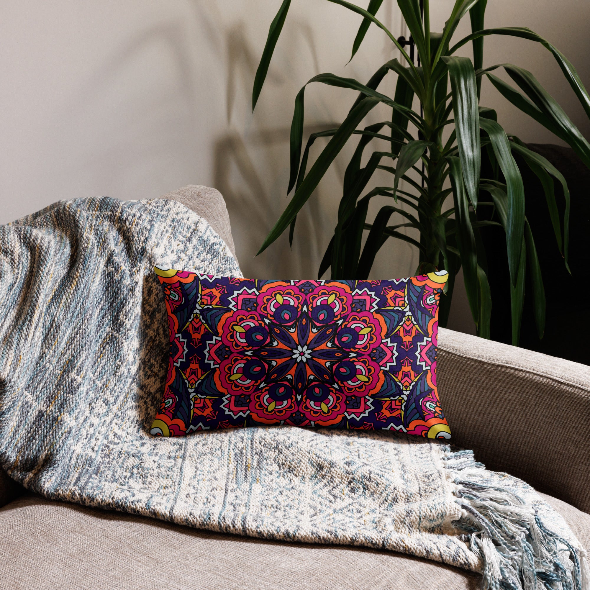 Premium Pillow Case- Boho festival mandala 06