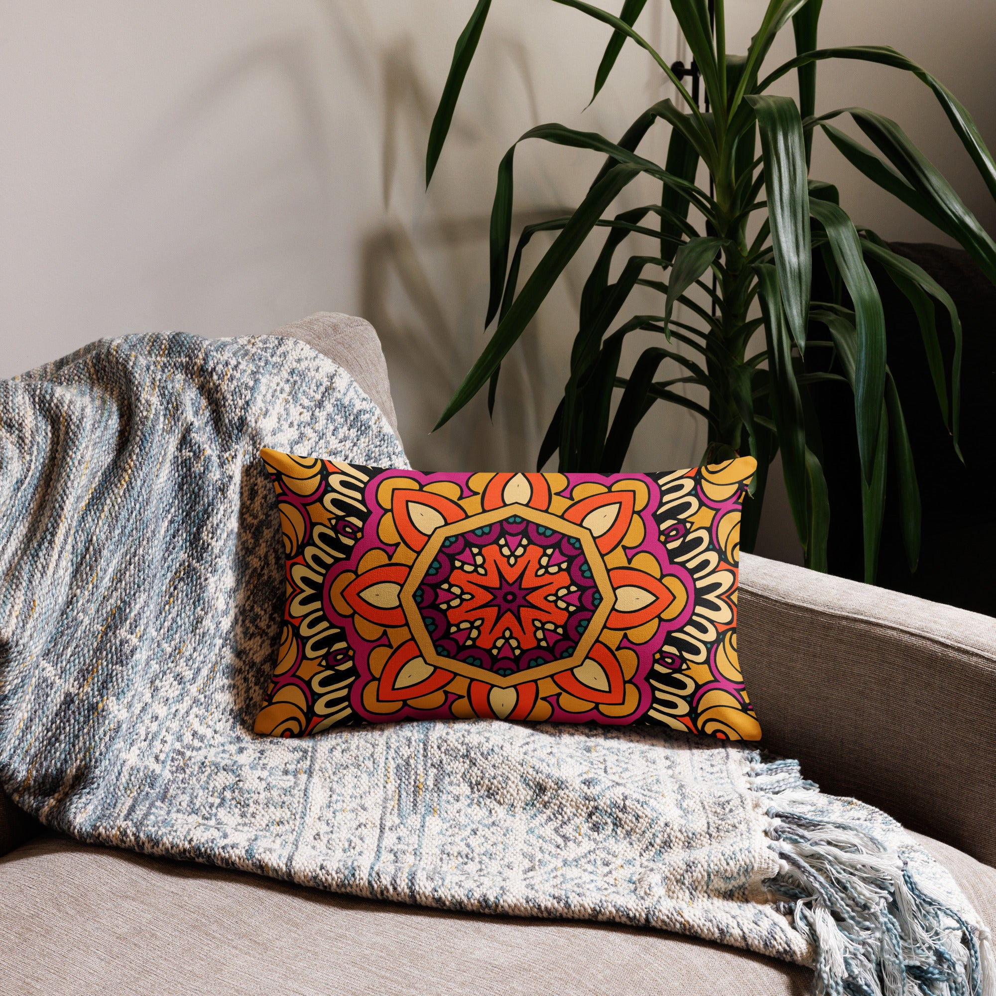 Premium Pillow Case- Boho festival mandala VII