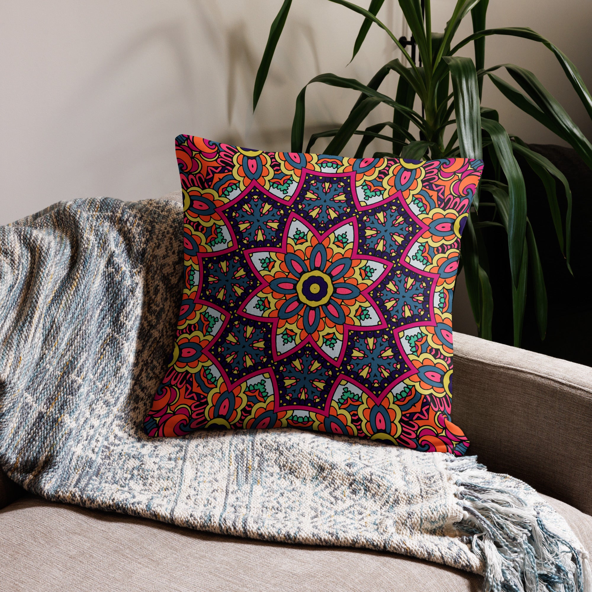 Premium Pillow Case- Boho festival mandala II