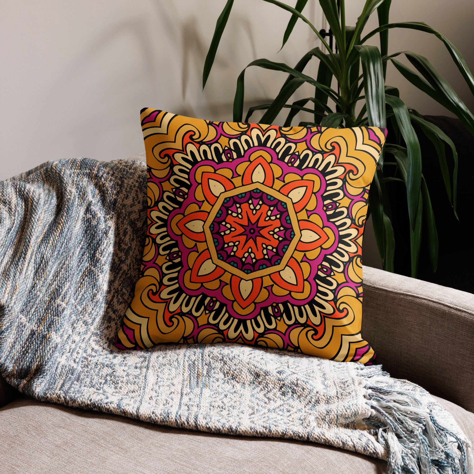 Premium Pillow Case- Boho festival mandala VII