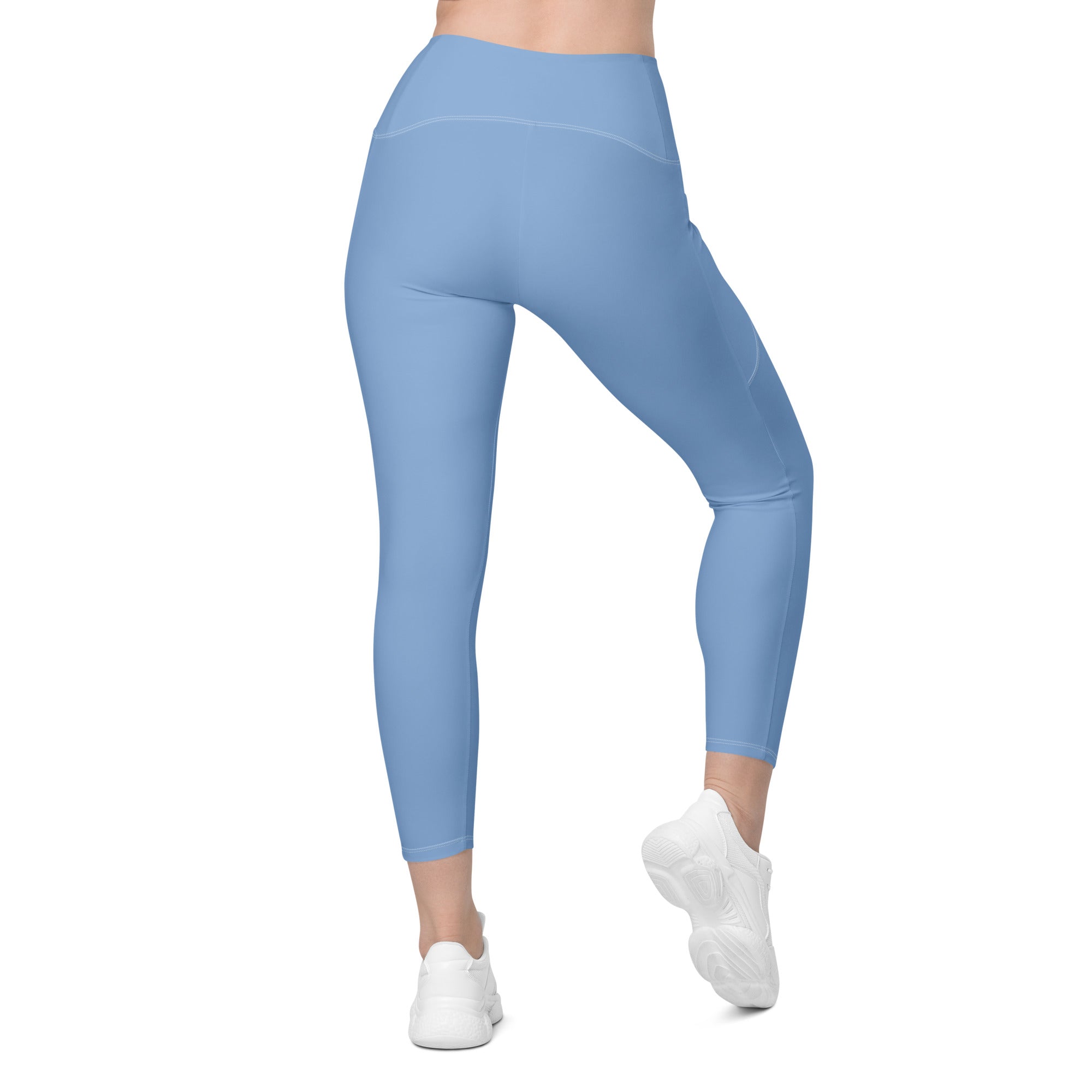 Crossover leggings with pockets- Light Blue