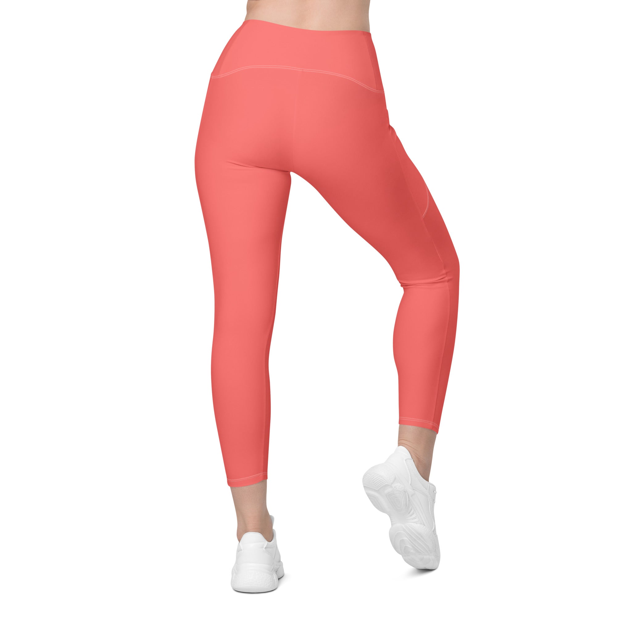 Crossover leggings with pockets- Coral