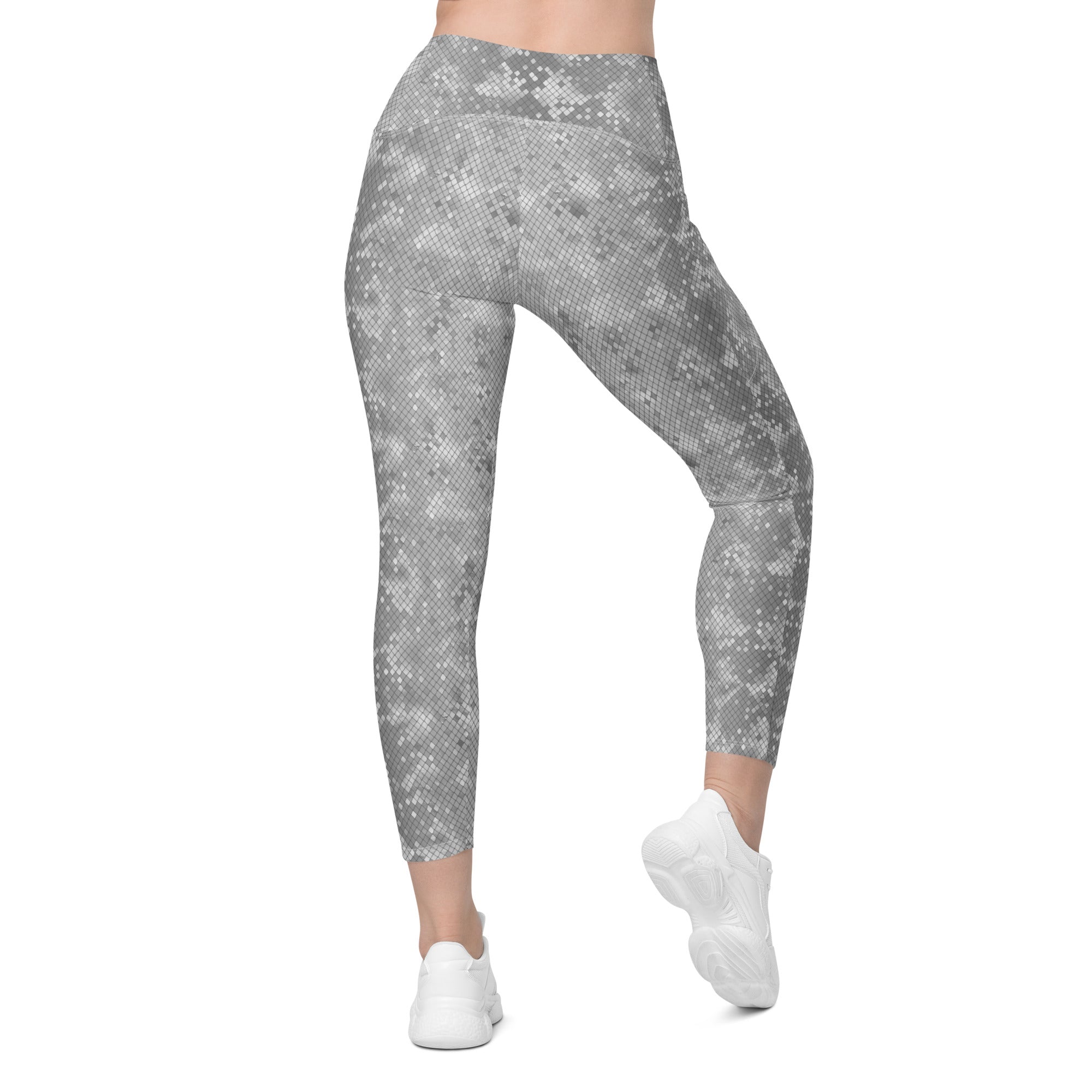 Crossover leggings with pockets- SNAKE Print GREY