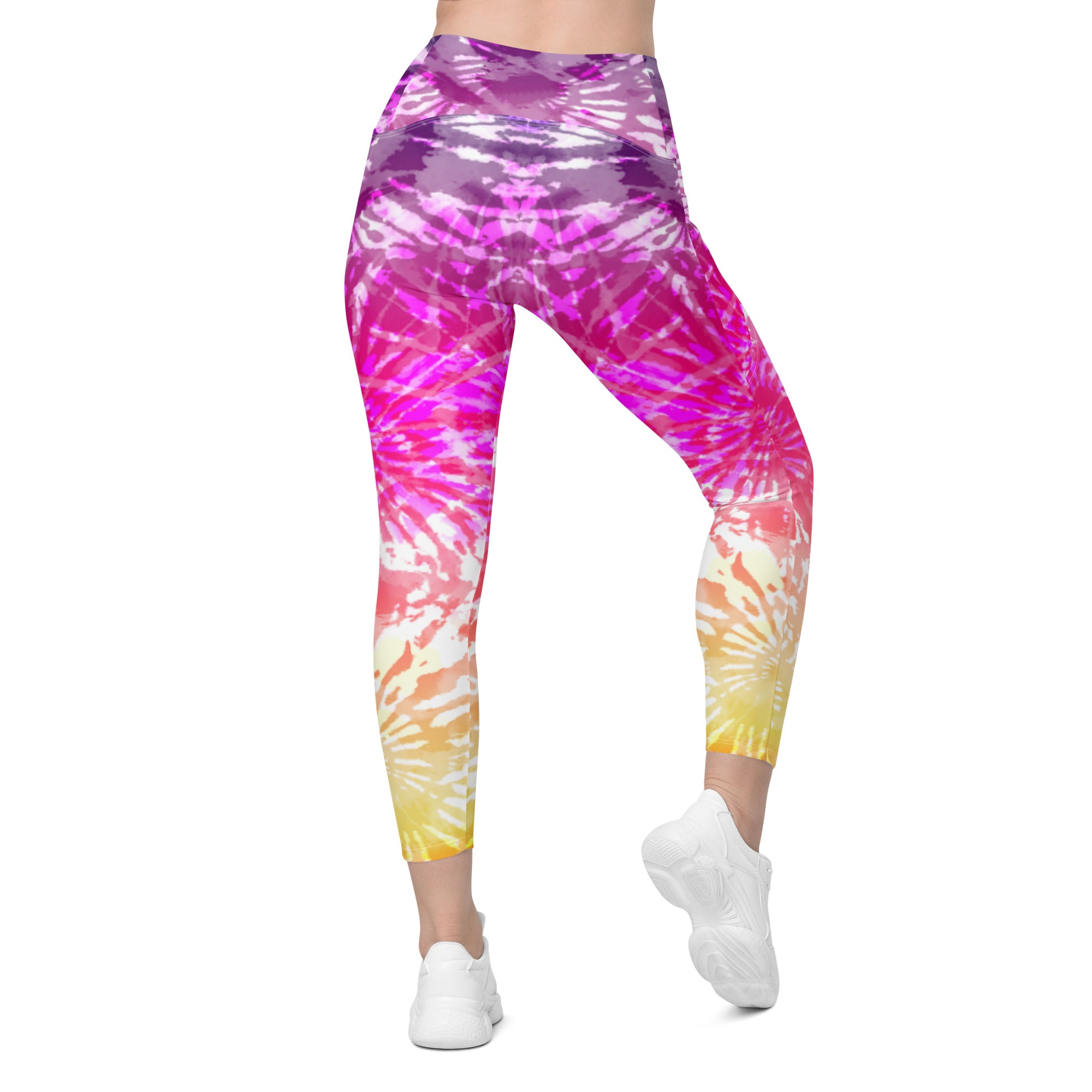 Crossover leggings with pockets- TIE DYE SPIRALS