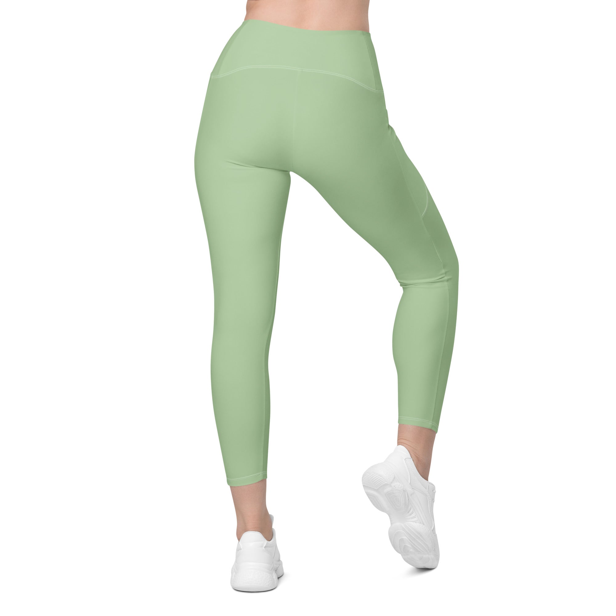 Crossover leggings with pockets- Light Green