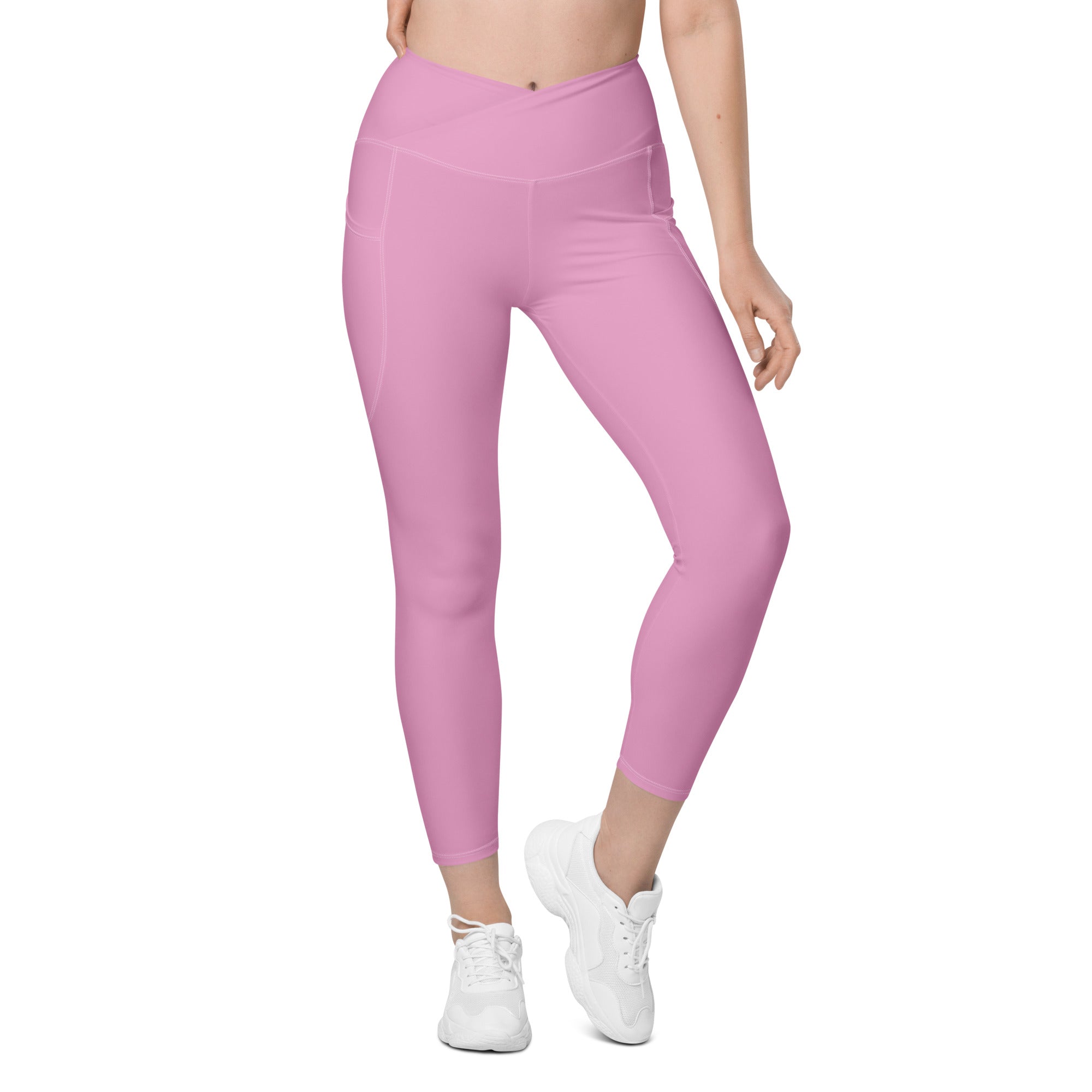 Crossover leggings with pockets- Pink