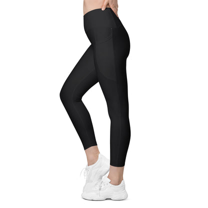 Crossover leggings with pockets- Black