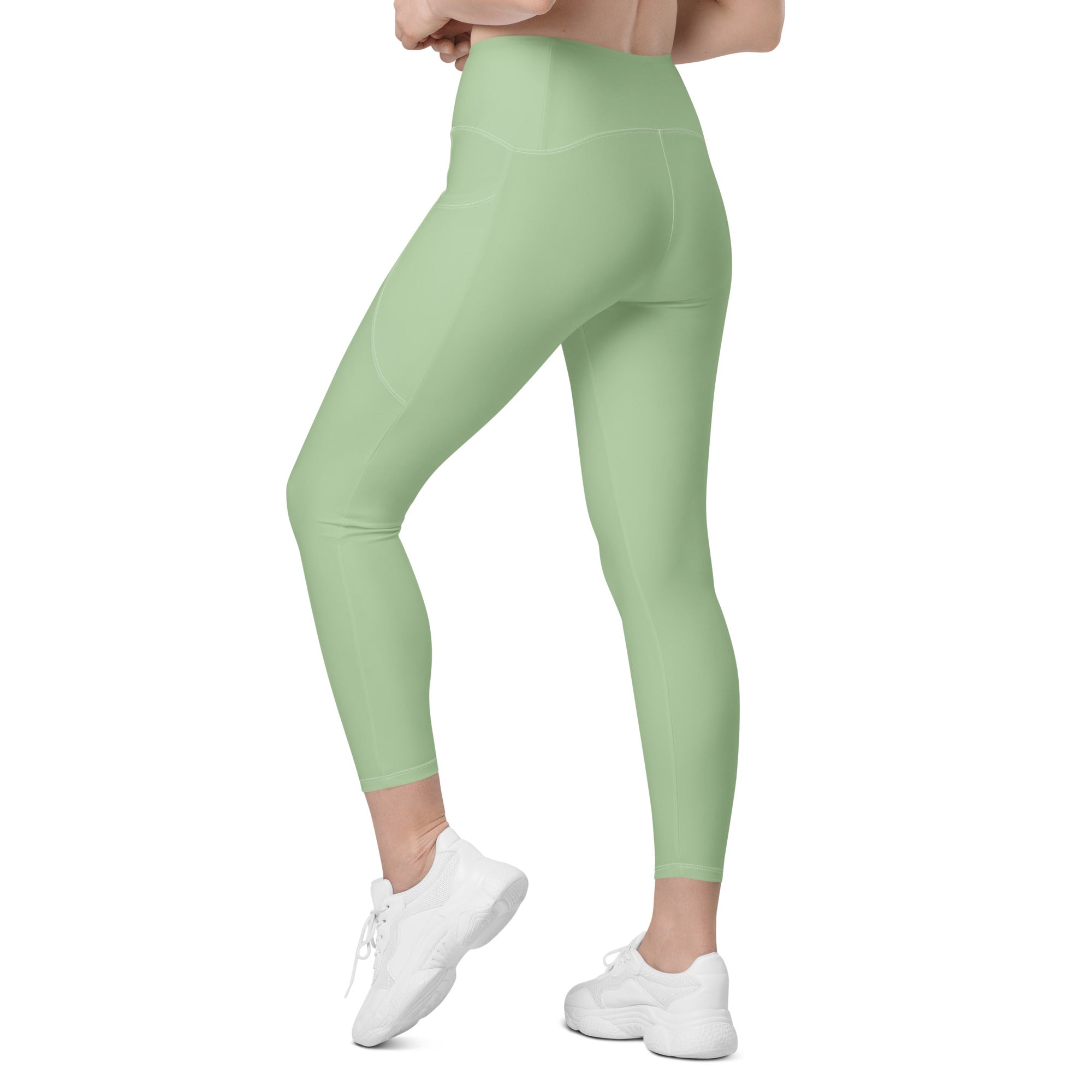 Crossover leggings with pockets- Light Green