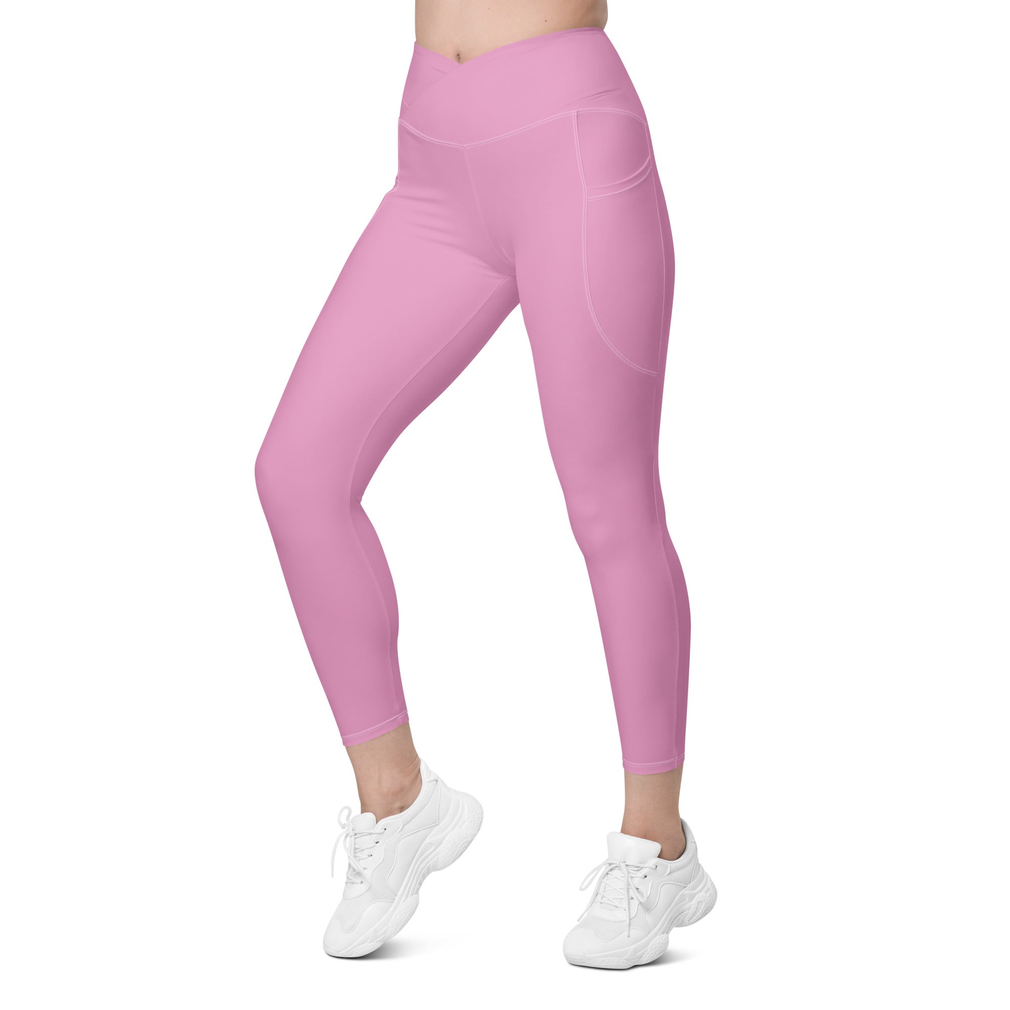 Crossover leggings with pockets- Pink