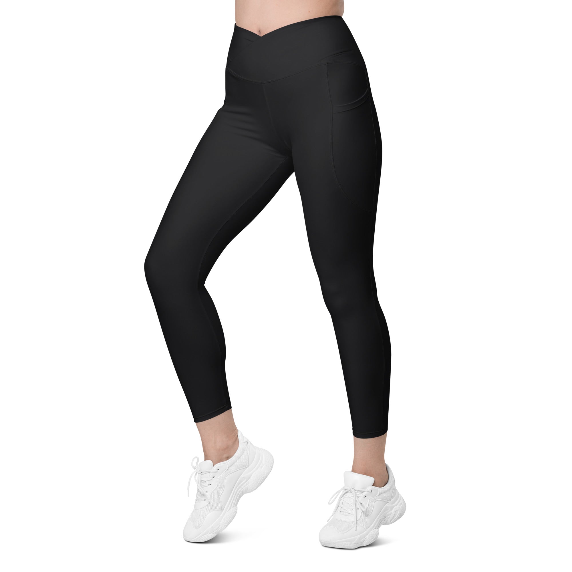 Crossover leggings with pockets- Black