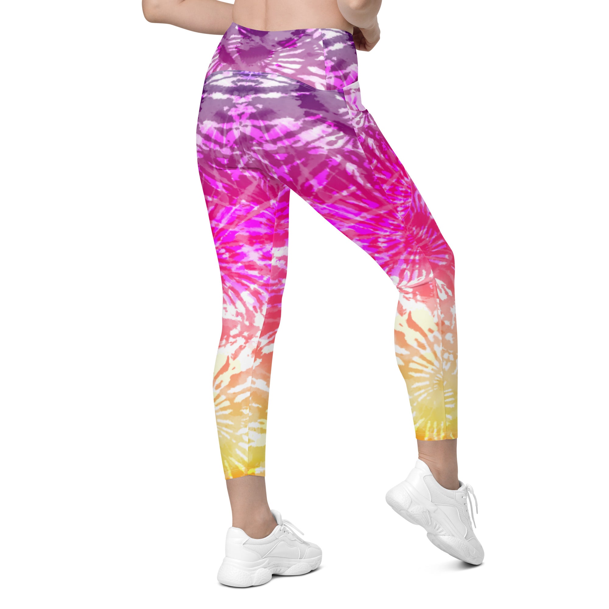 Crossover leggings with pockets- TIE DYE SPIRALS