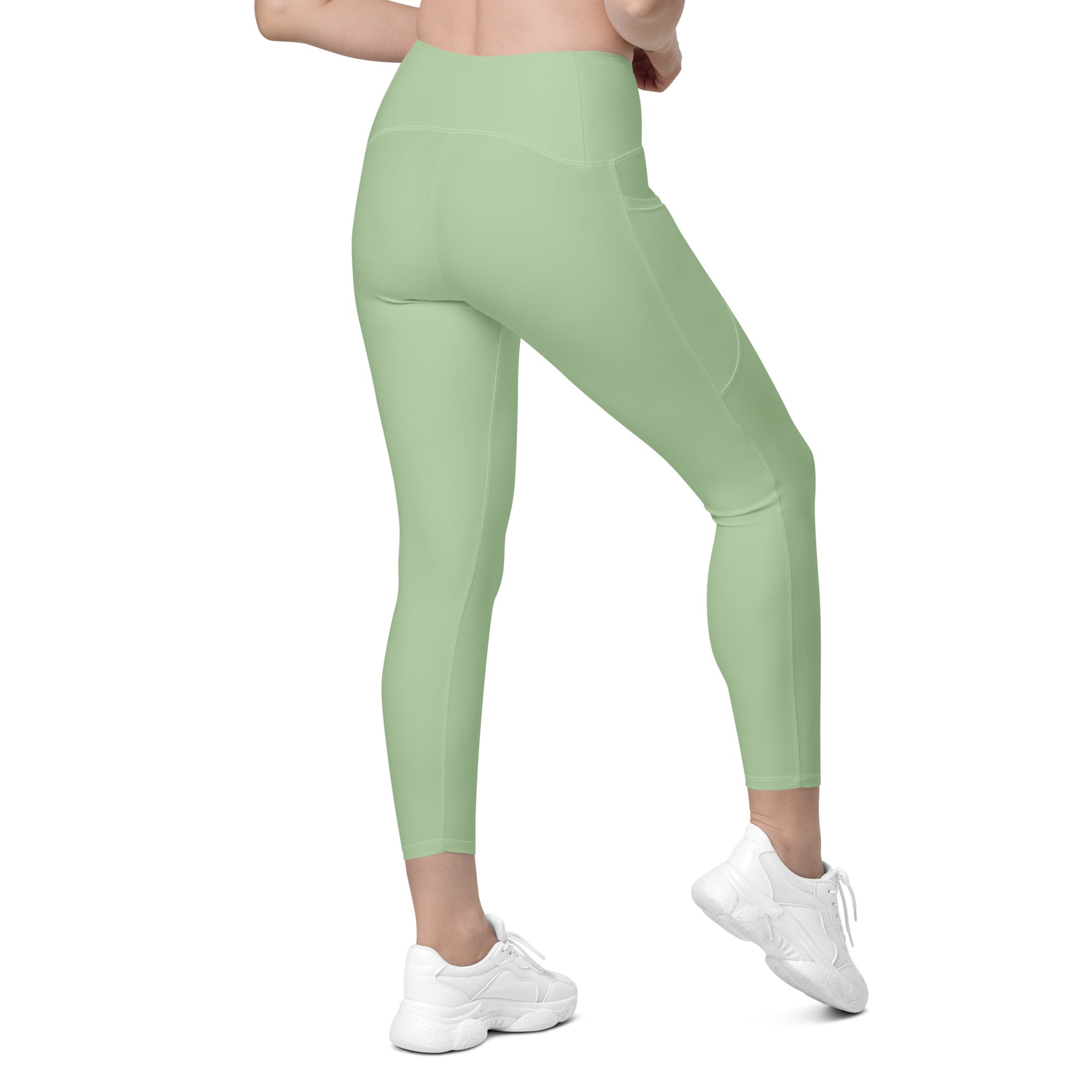 Crossover leggings with pockets- Light Green