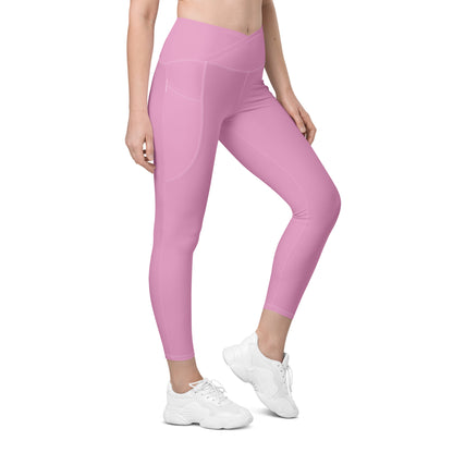 Crossover leggings with pockets- Pink