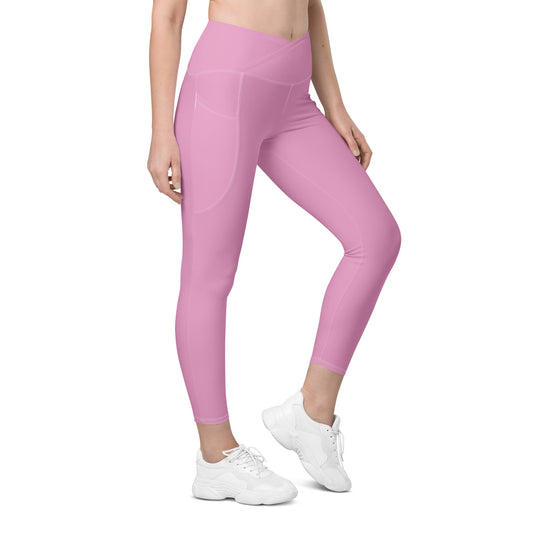 Crossover leggings with pockets- Pink