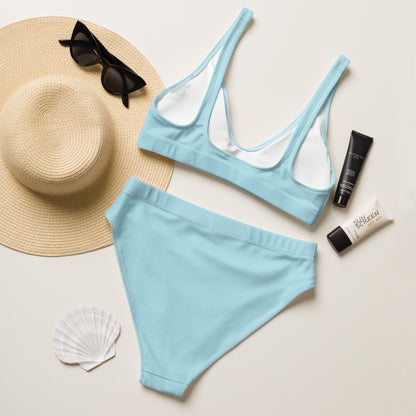Recycled high-waisted bikini- Cyan
