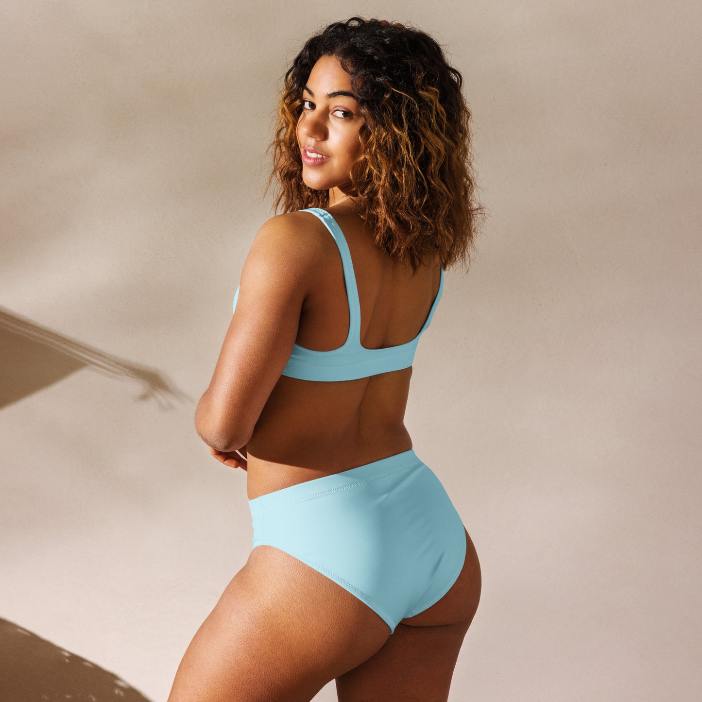Recycled high-waisted bikini- Cyan