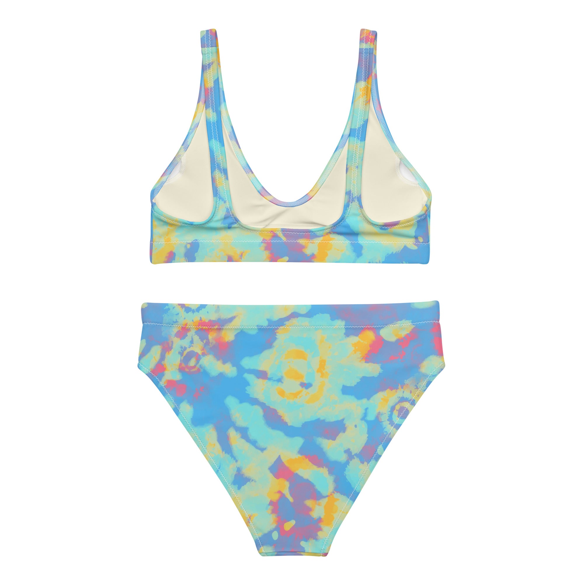 Recycled high-waisted bikini- Hang Loose Tie Dye Pattern 02