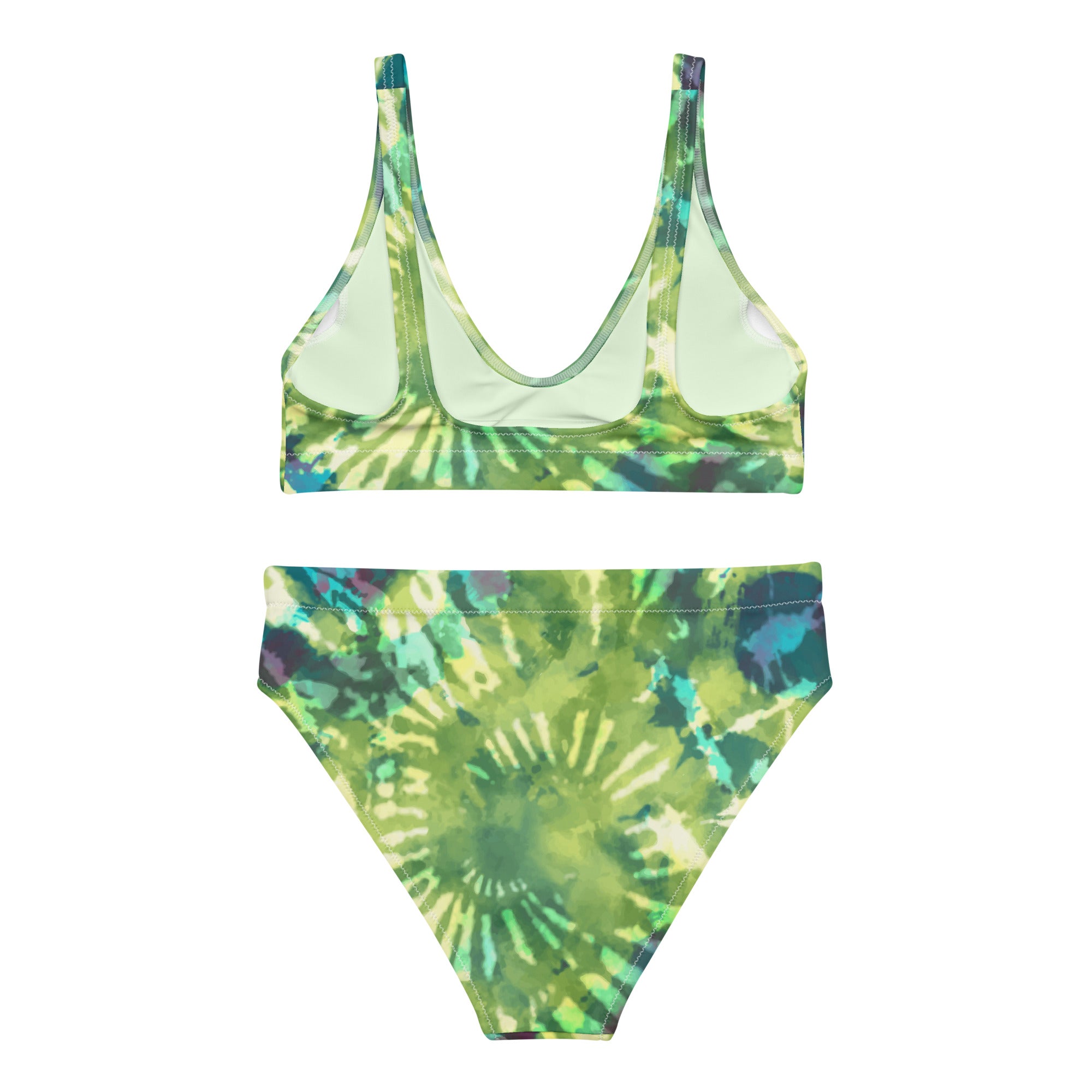 Recycled high-waisted bikini- Hang Loose Tie Dye Pattern 03