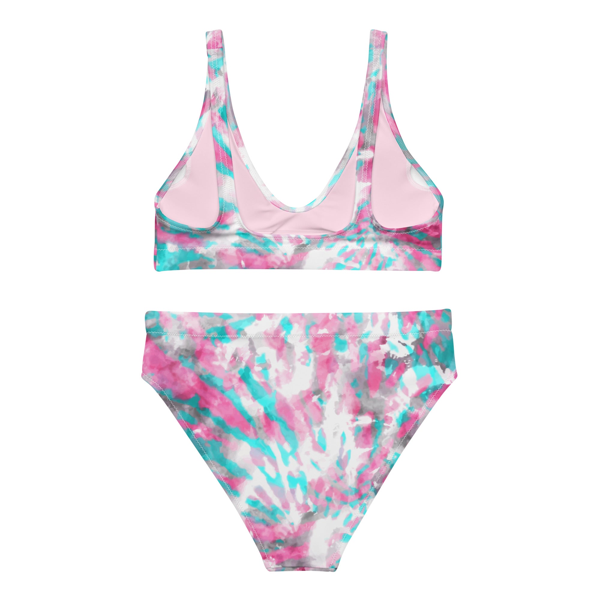 Recycled high-waisted bikini- Hang Loose Tie Dye Pattern 04