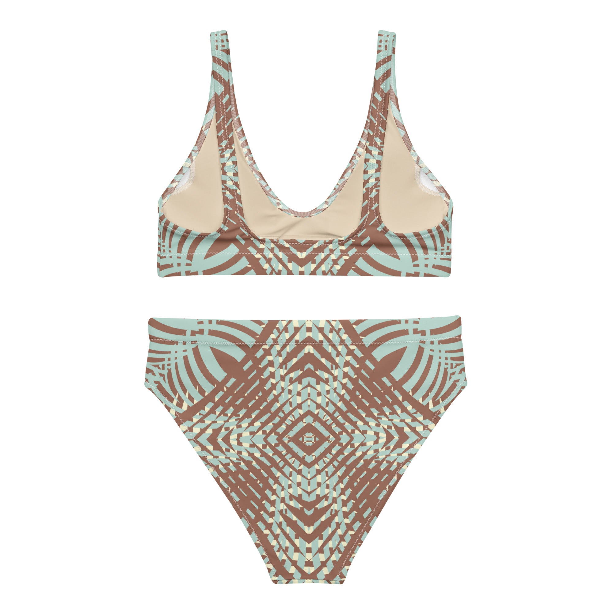 Recycled high-waisted bikini- African Motif Pattern 02