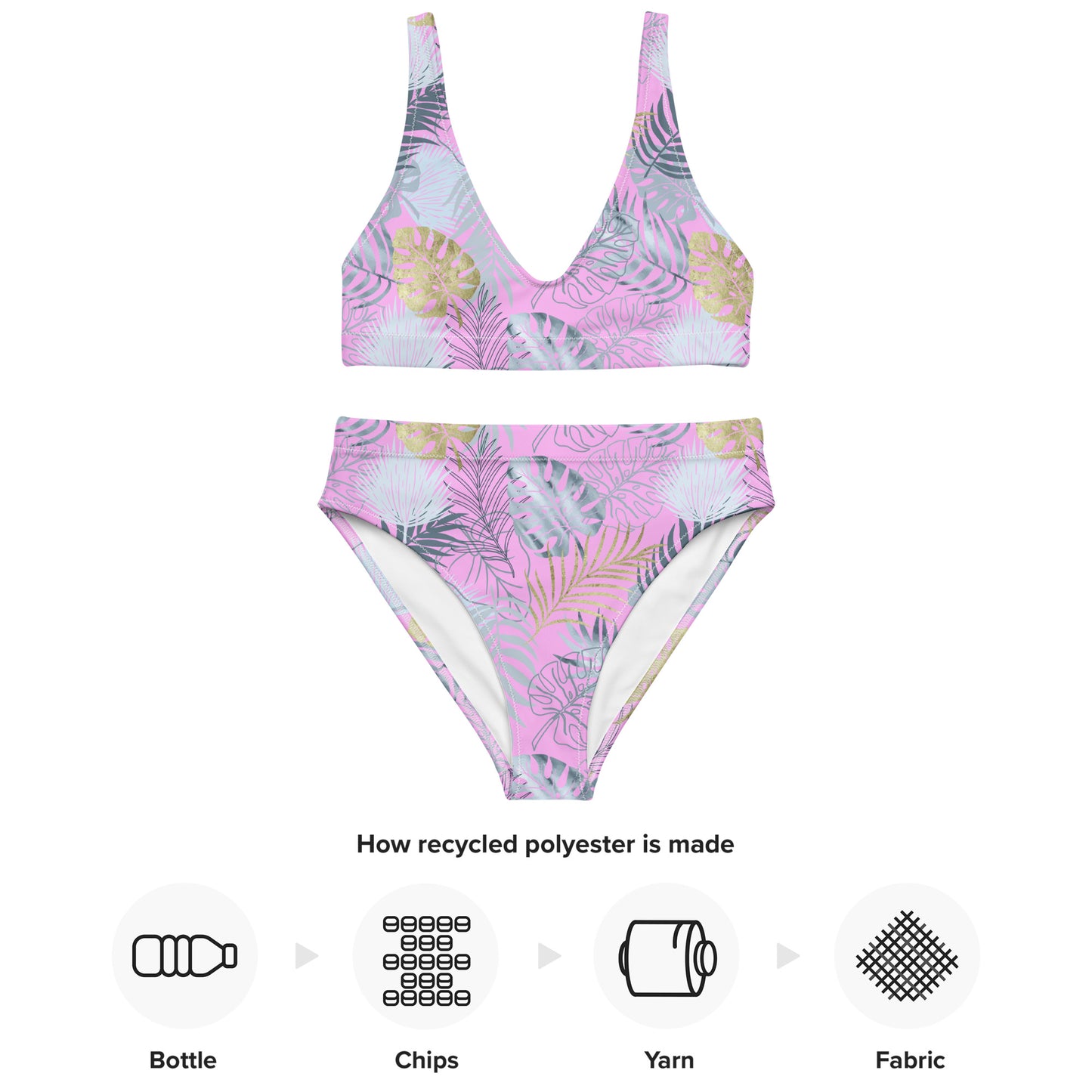 Recycled high-waisted bikini- TROPICAL PINK