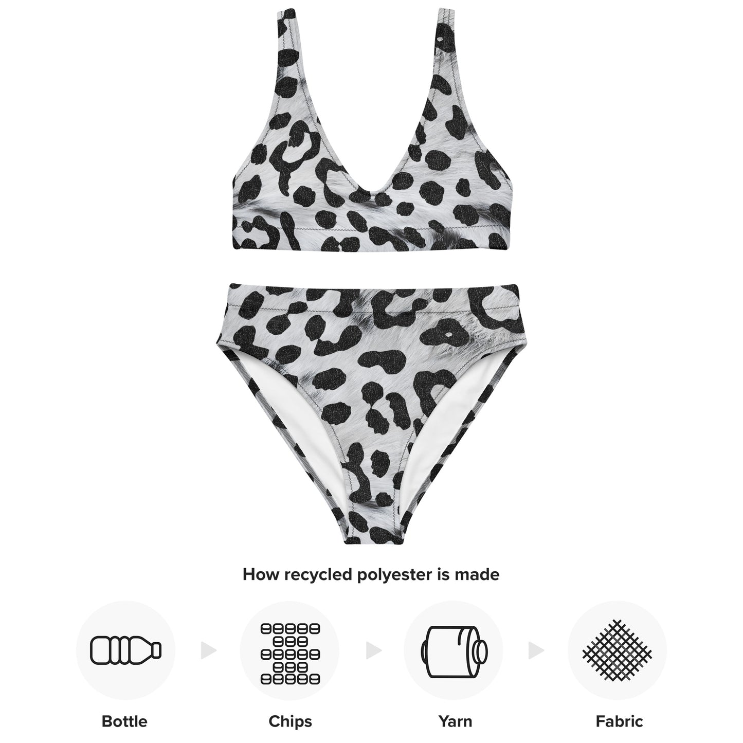 Recycled high-waisted bikini- Safari Leopard white