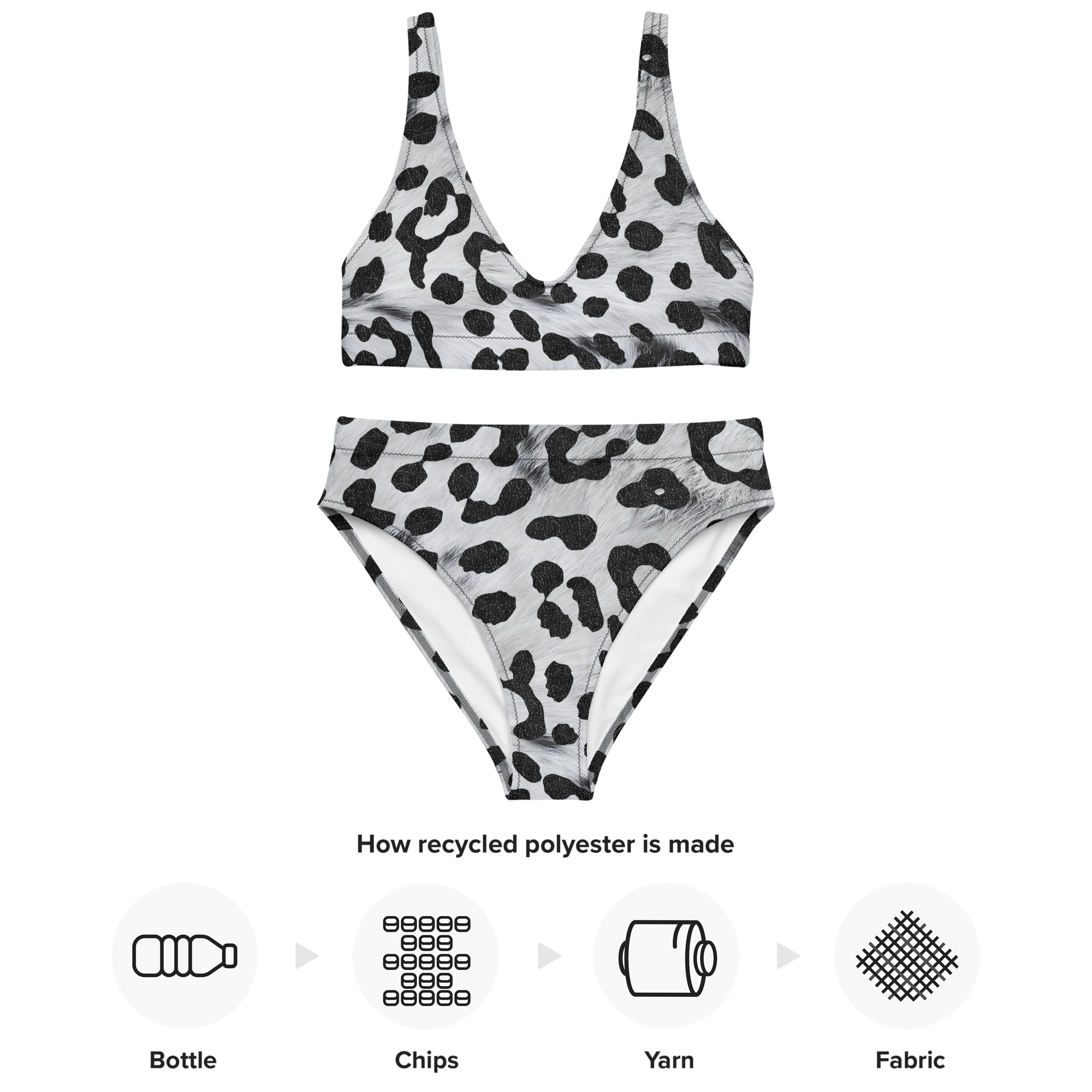 Recycled high-waisted bikini- Safari Leopard white