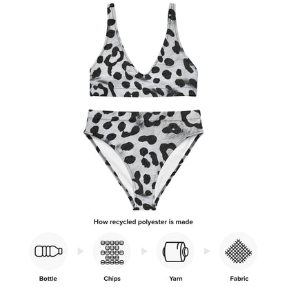 Recycled high-waisted bikini- Safari Leopard white