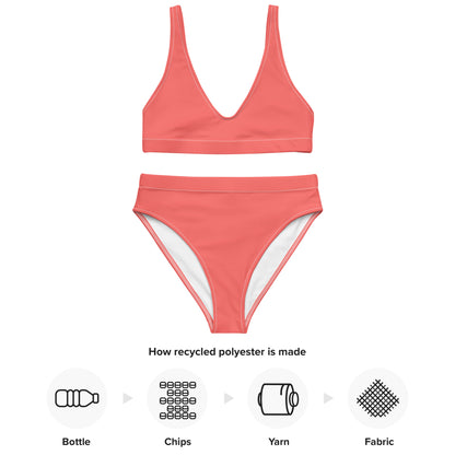 Recycled high-waisted bikini- Coral