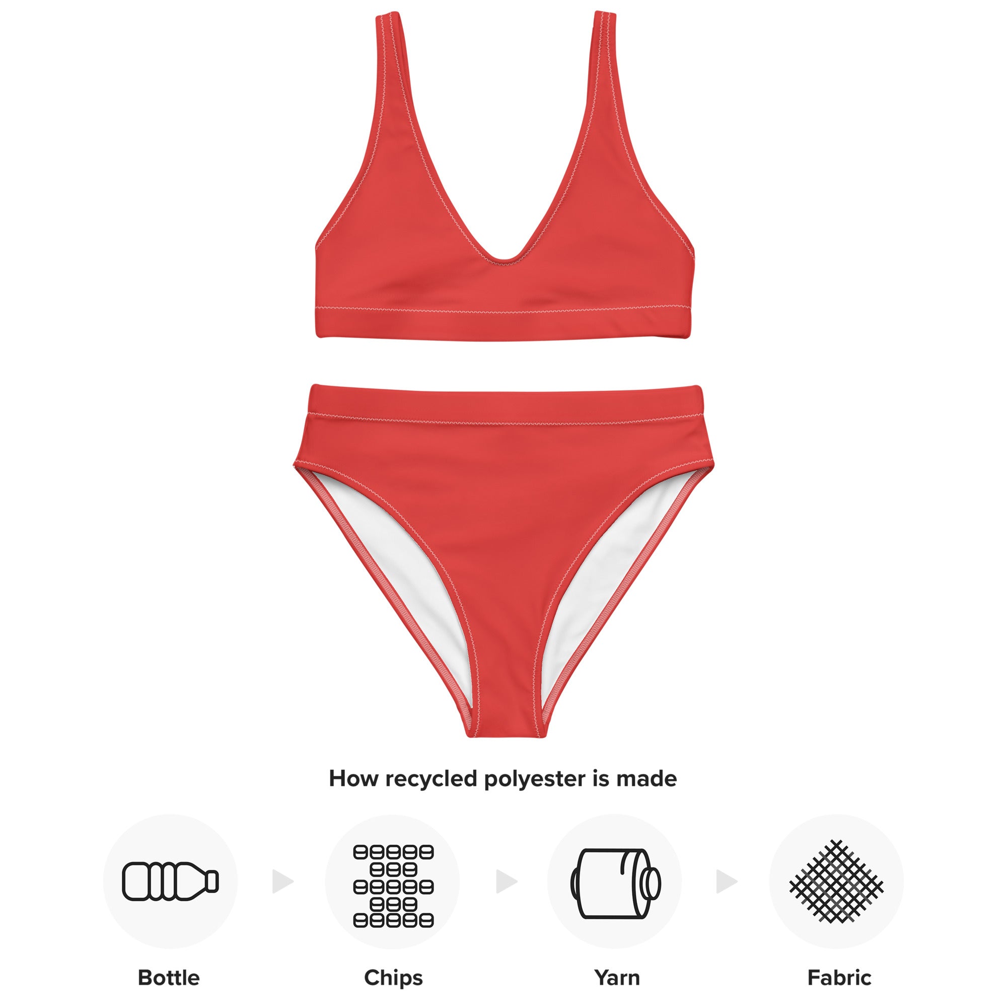 Recycled high-waisted bikini- Scarlet