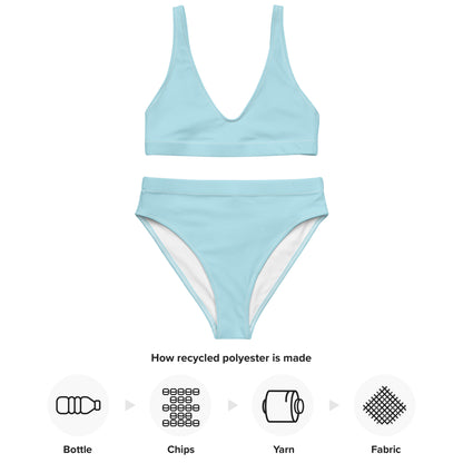 Recycled high-waisted bikini- Cyan
