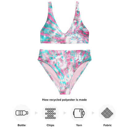 Recycled high-waisted bikini- Hang Loose Tie Dye Pattern IV