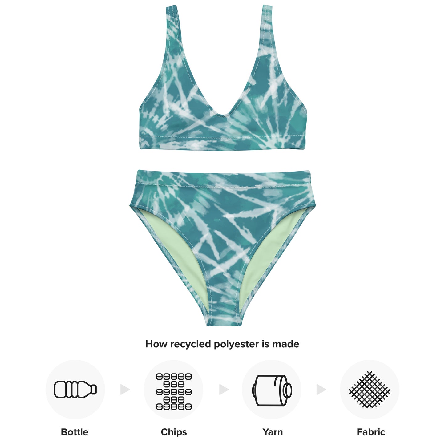 Recycled high-waisted bikini- Hang Loose Tie Dye Pattern V