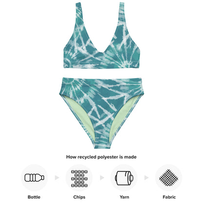 Recycled high-waisted bikini- Hang Loose Tie Dye Pattern V