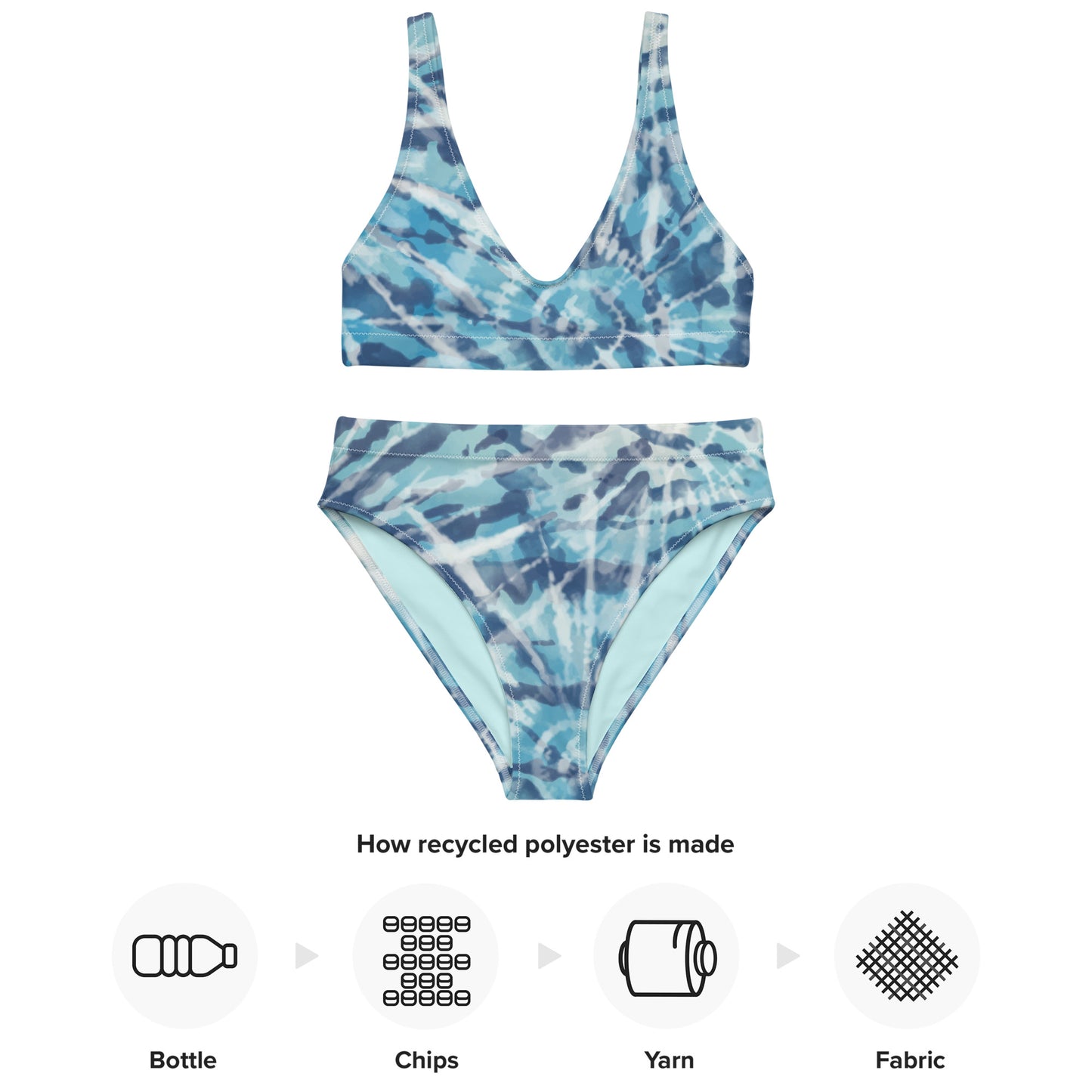 Recycled high-waisted bikini- Hang Loose Tie Dye Pattern VI