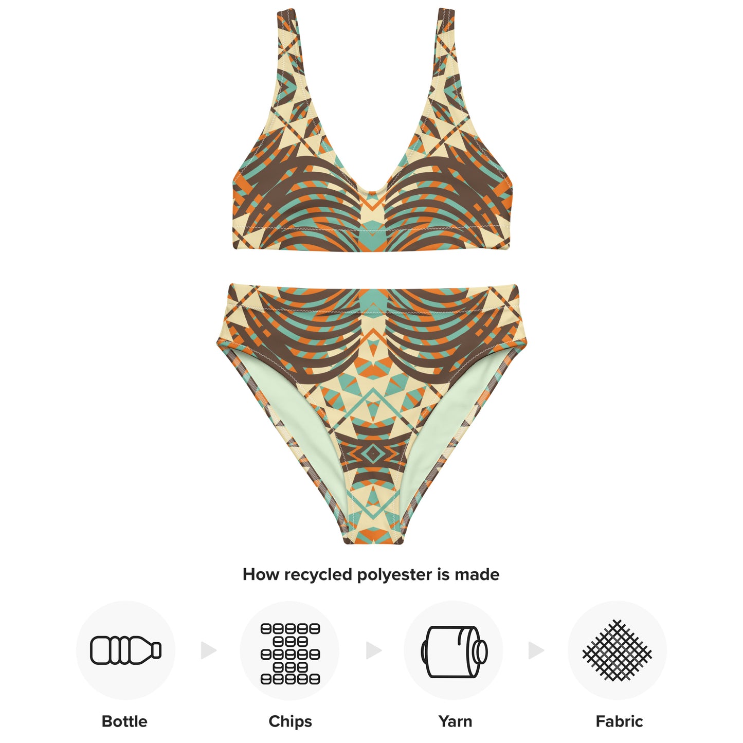 Recycled high-waisted bikini- African Motif Pattern III