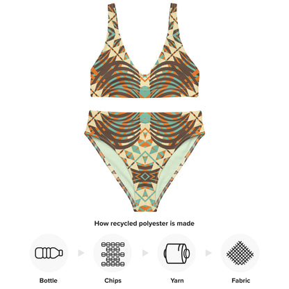 Recycled high-waisted bikini- African Motif Pattern III