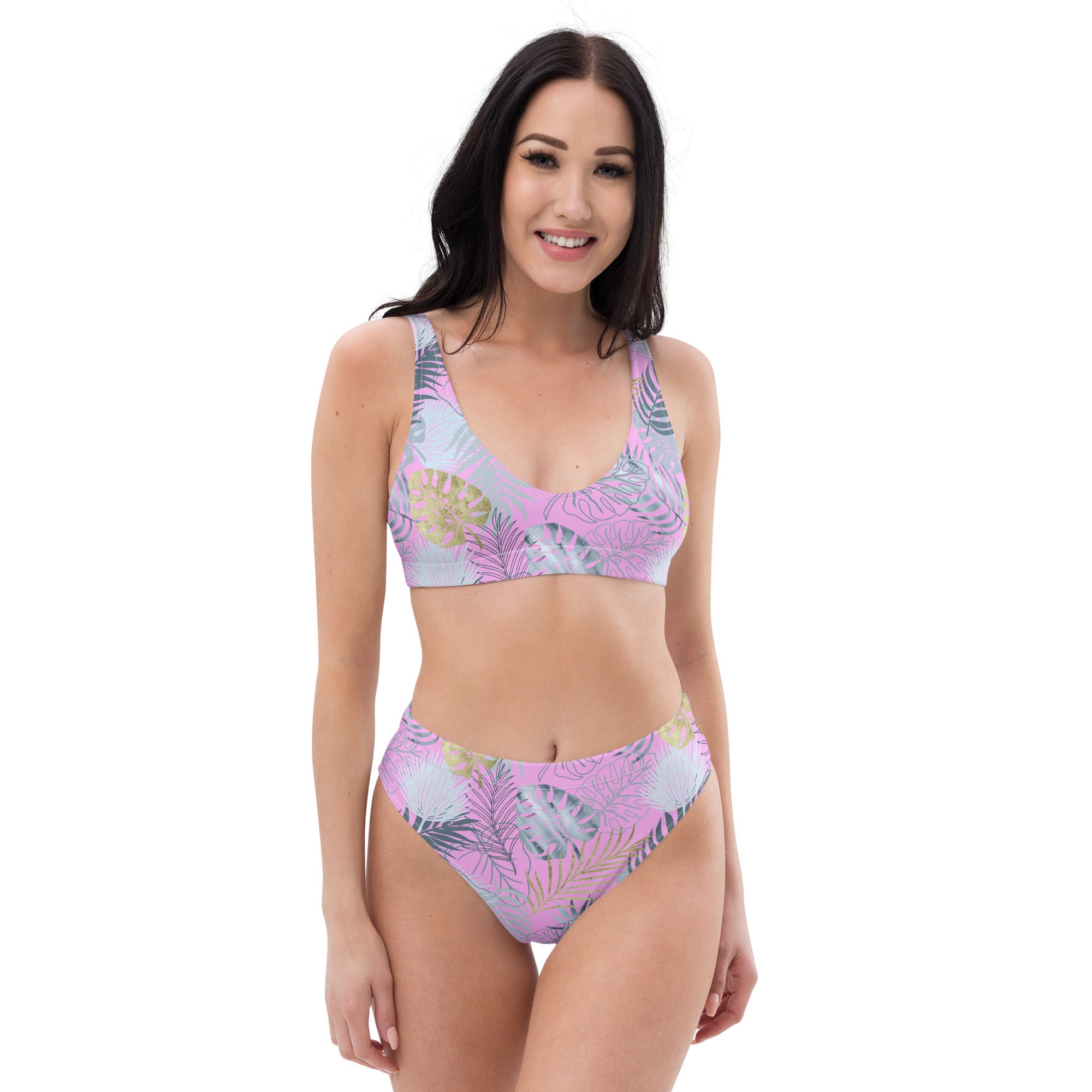 Recycled high-waisted bikini- TROPICAL PINK