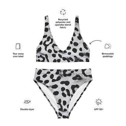 Recycled high-waisted bikini- Safari Leopard white