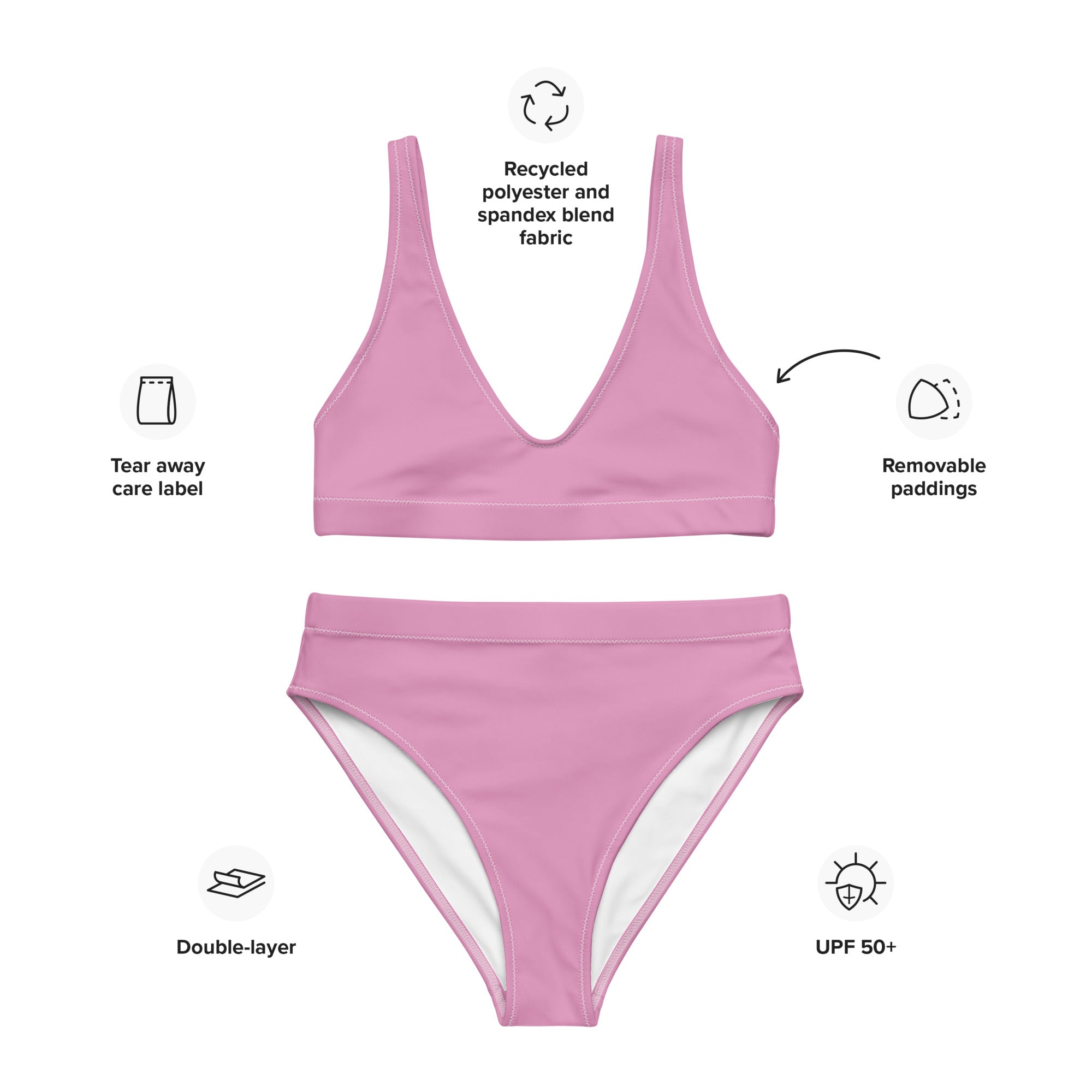 Recycled high-waisted bikini- Pink