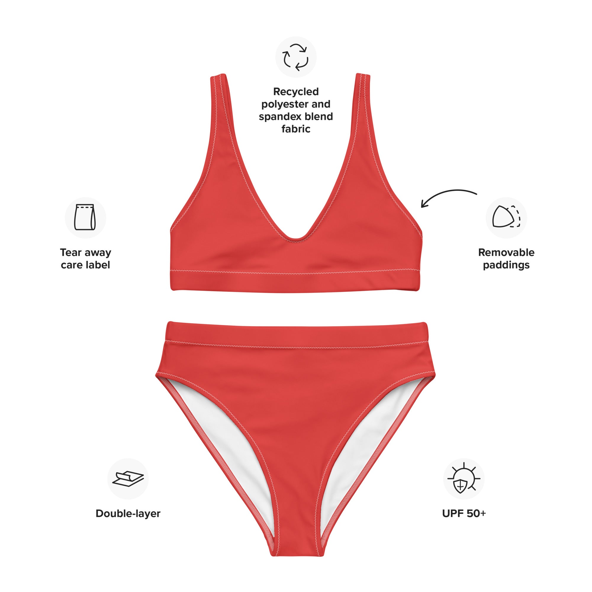 Recycled high-waisted bikini- Scarlet