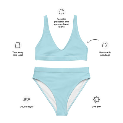 Recycled high-waisted bikini- Cyan