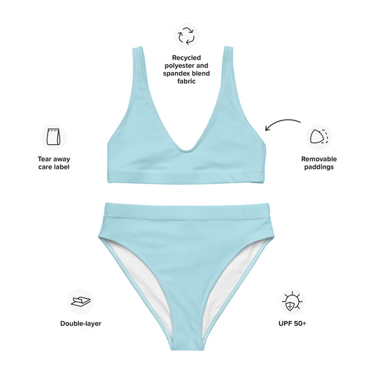 Recycled high-waisted bikini- Cyan