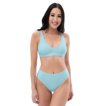 Recycled high-waisted bikini- Cyan