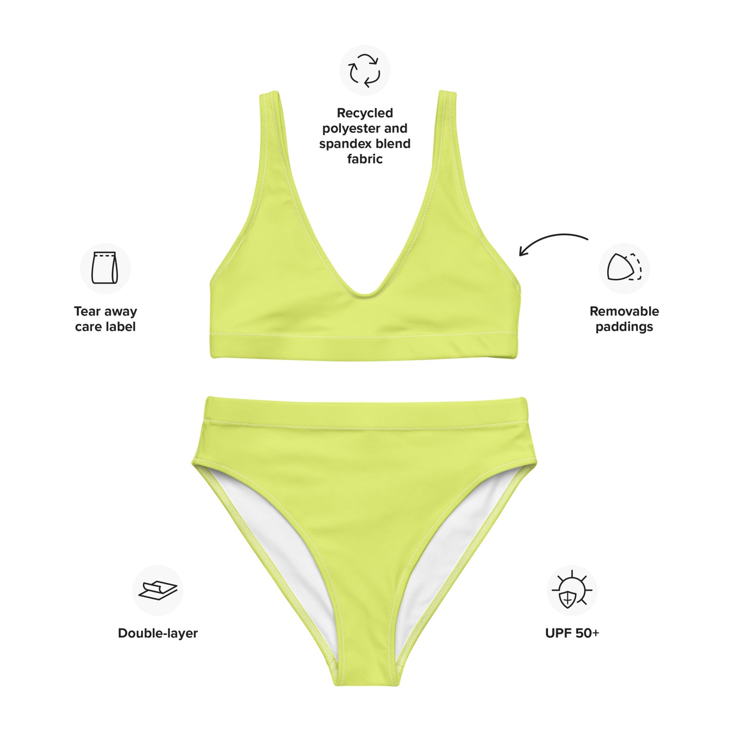 Recycled high-waisted bikini- Yellow