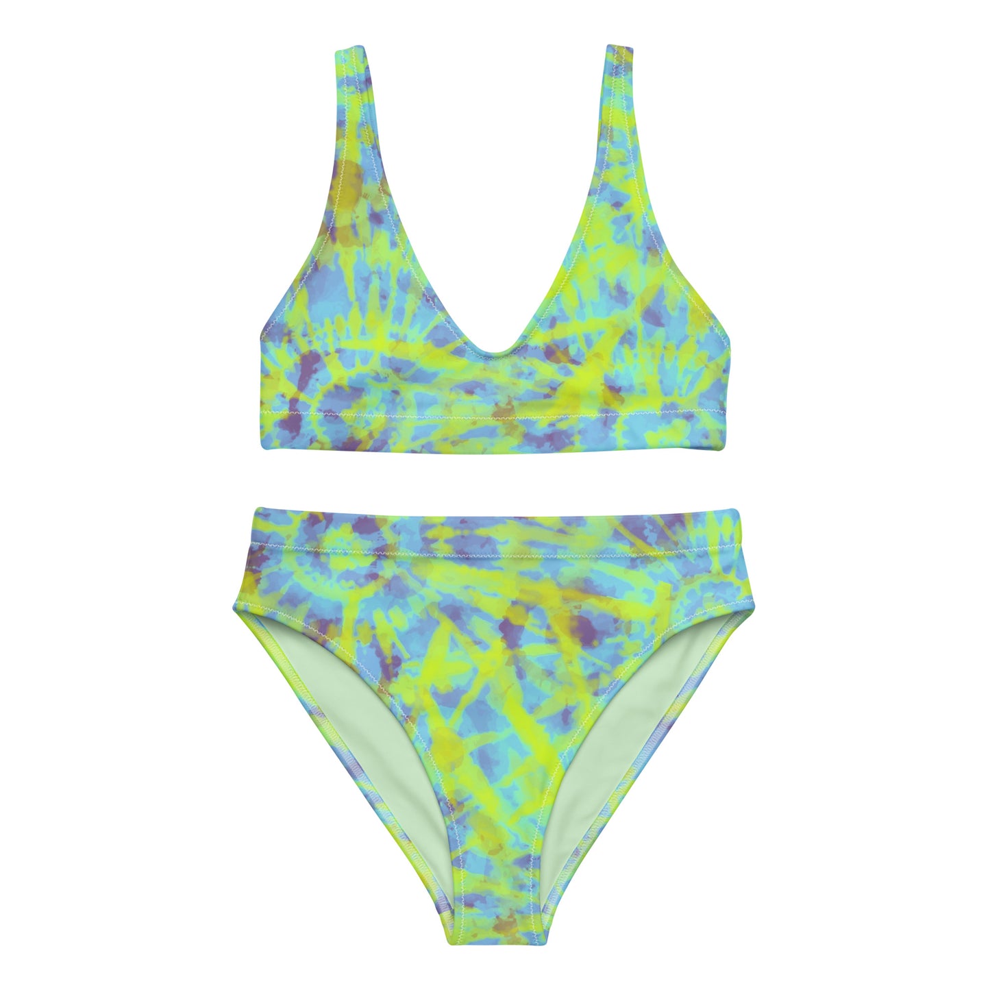 Recycled high-waisted bikini- Hang Loose Tie Dye Pattern I