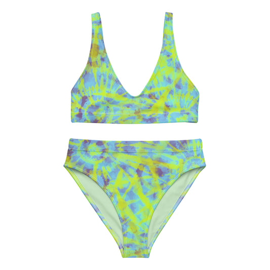 Recycled high-waisted bikini- Hang Loose Tie Dye Pattern I